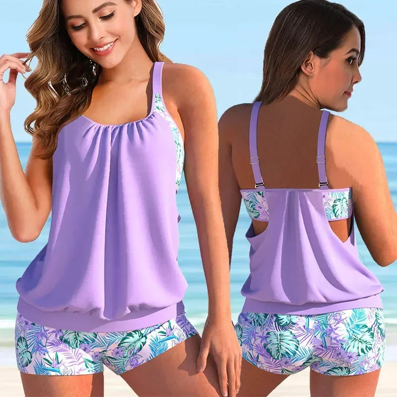 Abigail | Racerback-tankini-bikinisæt med blomster til kvinder