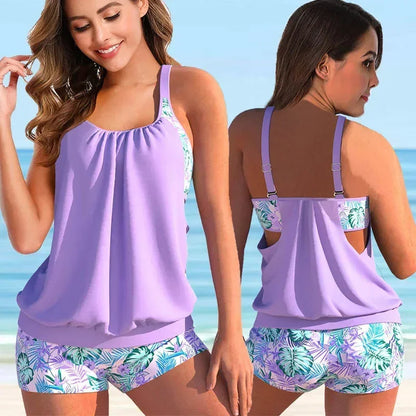 Abigail | Racerback-tankini-bikinisæt med blomster til kvinder