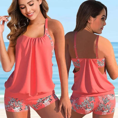 Abigail | Racerback-tankini-bikinisæt med blomster til kvinder