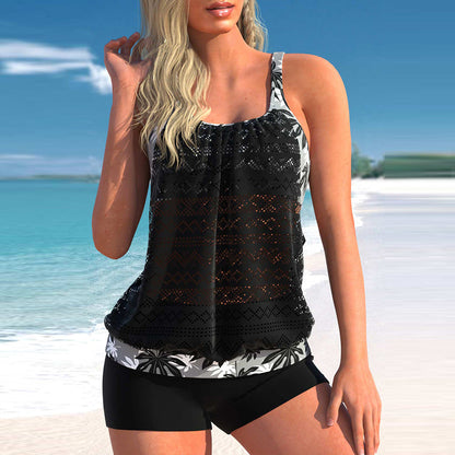 Abigail | Racerback-tankini-bikinisæt med blomster til kvinder