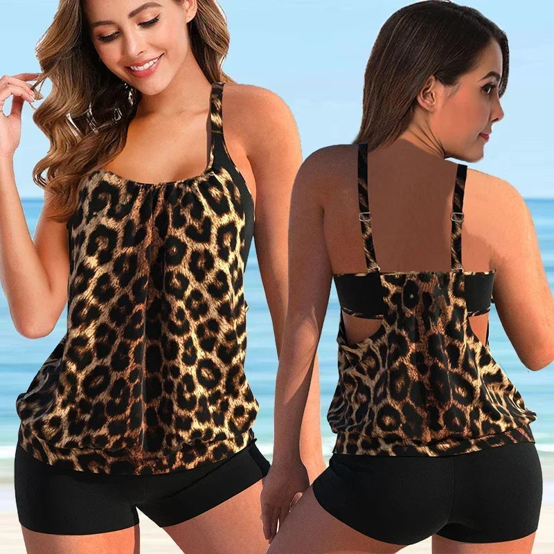 Abigail | Racerback-tankini-bikinisæt med blomster til kvinder