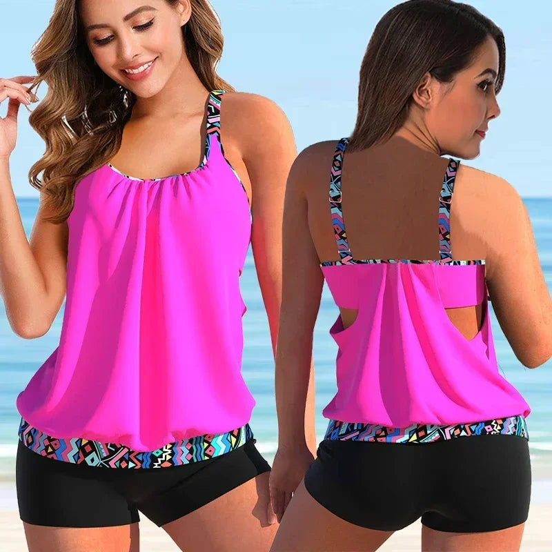 Abigail | Racerback-tankini-bikinisæt med blomster til kvinder
