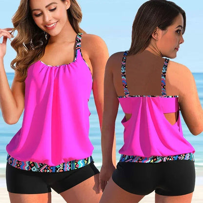 Abigail | Racerback-tankini-bikinisæt med blomster til kvinder