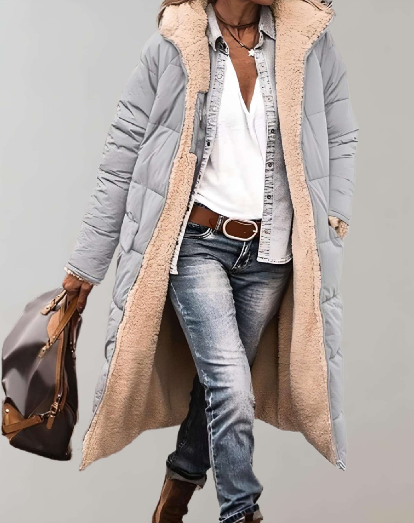 Astrid | Lang Vinter Trenchcoat Med Fleecefor Til Kvinder