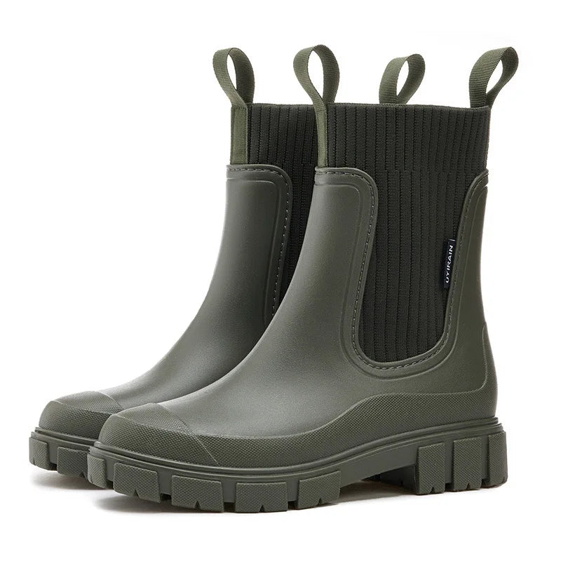 Elin | Vandtætte Chelsea Regnstøvler med Høj Hæl til Kvinder