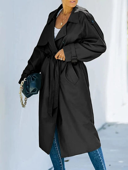 Freya | Klassisk lang trenchcoat til kvinder med bælte
