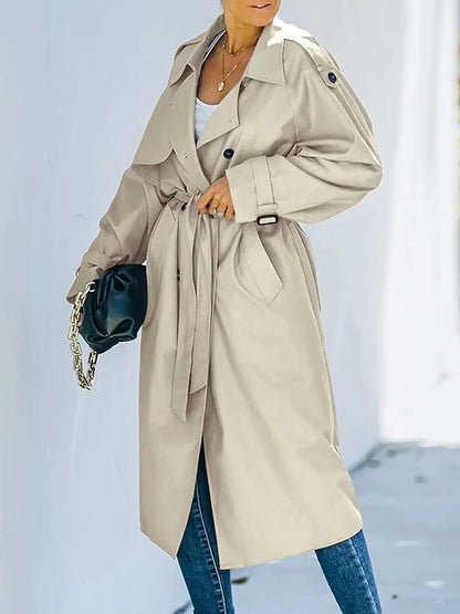 Freya | Klassisk lang trenchcoat til kvinder med bælte