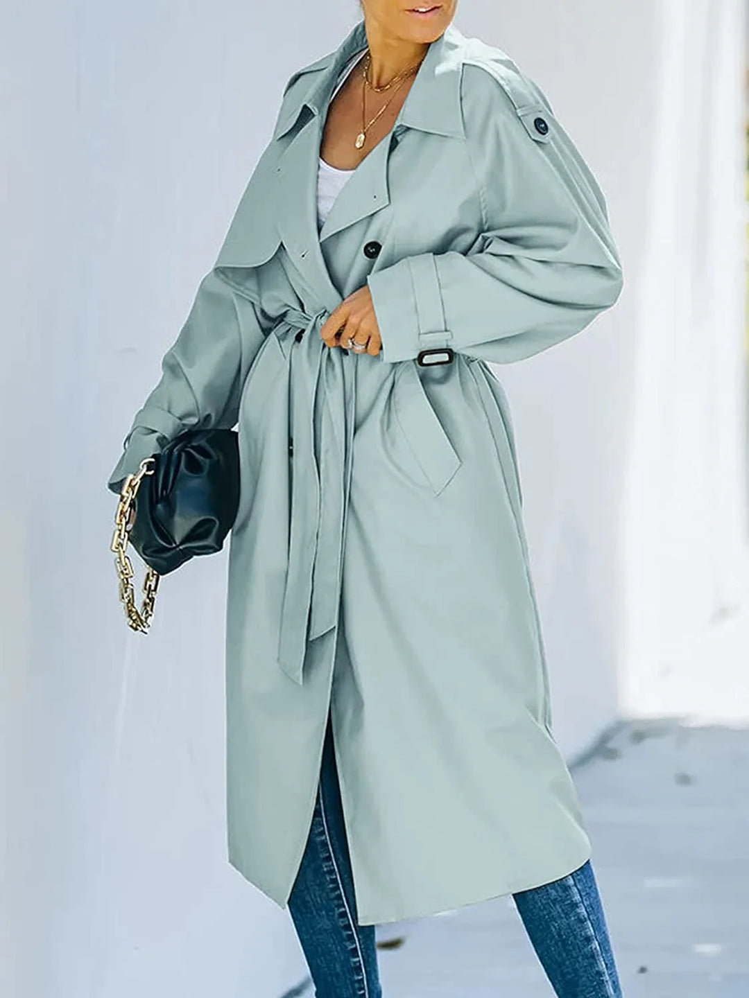 Freya | Klassisk lang trenchcoat til kvinder med bælte