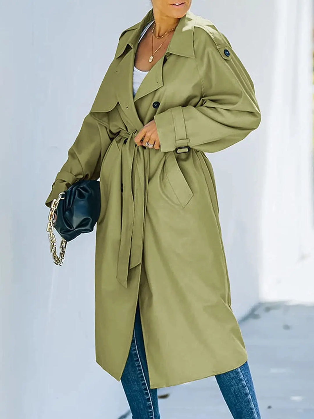 Freya | Klassisk lang trenchcoat til kvinder med bælte
