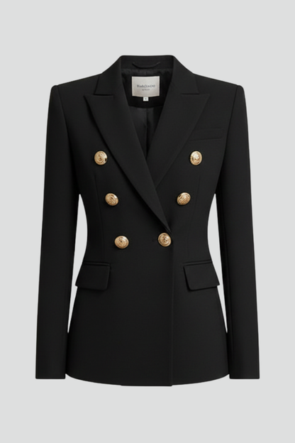 Rebecca | Dobbeltradet blazer med guldfarvede knapper til kvinder