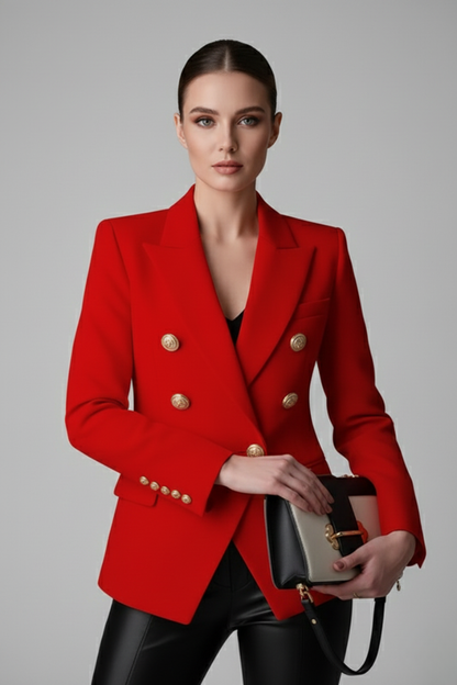 Rebecca | Dobbeltradet blazer med guldfarvede knapper til kvinder