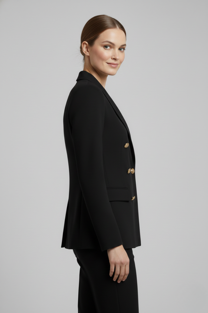 Rebecca | Dobbeltradet blazer med guldfarvede knapper til kvinder