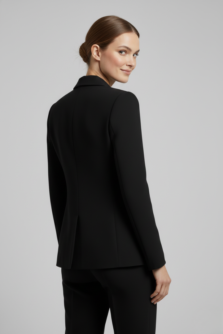 Rebecca | Dobbeltradet blazer med guldfarvede knapper til kvinder