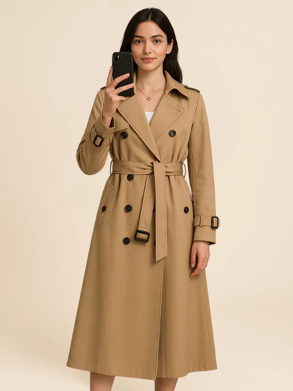 Astrid | Klassisk dobbeltradet trenchcoat til kvinder