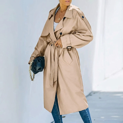 Freya | Klassisk lang trenchcoat til kvinder med bælte