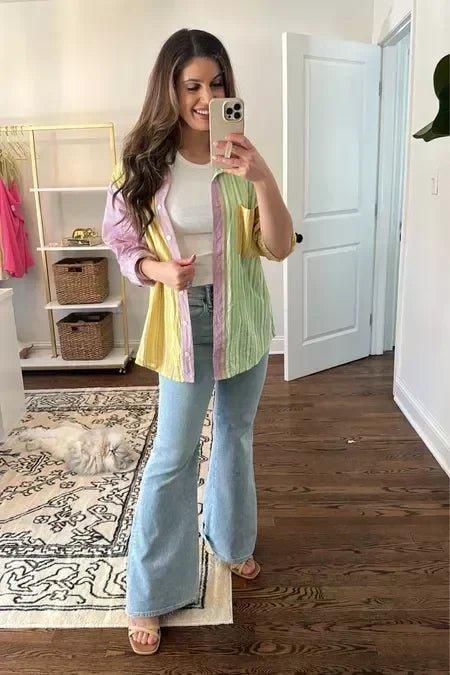 Elin | Højtaljede lysblå trompetjeans til kvinder