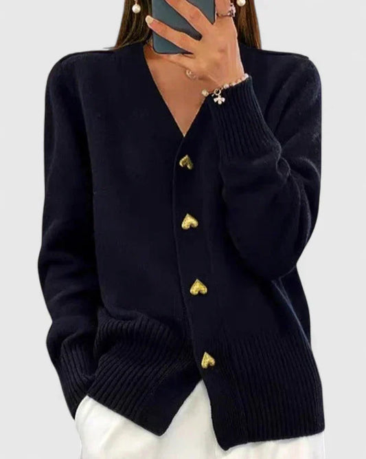 Lille | Women's Heart Button Soft Drape Cardigan